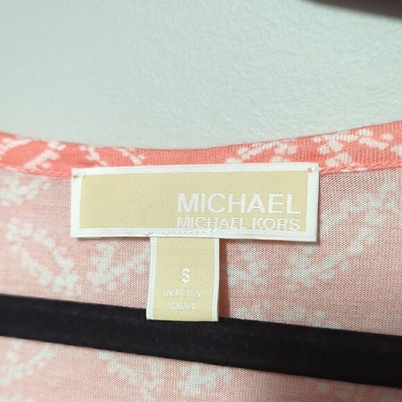 Michael Michael Kors Scoop Neck Coral Cap Sleeve Blouse - Picture 4 of 5